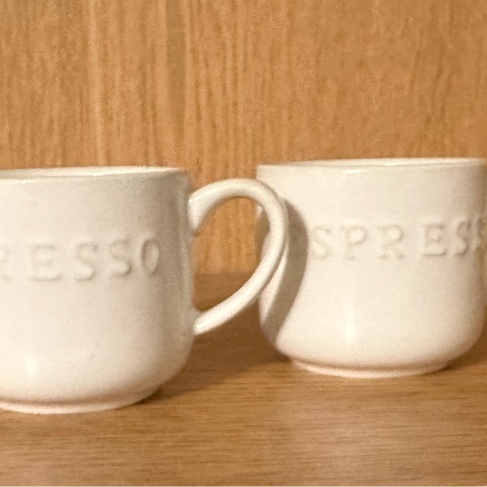 2 Off White Belle Madison Espresso Cups